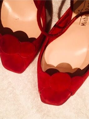 Red Suede Platform Sandals / Size 7.5